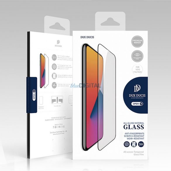 Ecran complet Dux Ducis 9D Tempered Glass Vivo Y16 / Y02s cu cadru negru (compatibil cu carcasa)