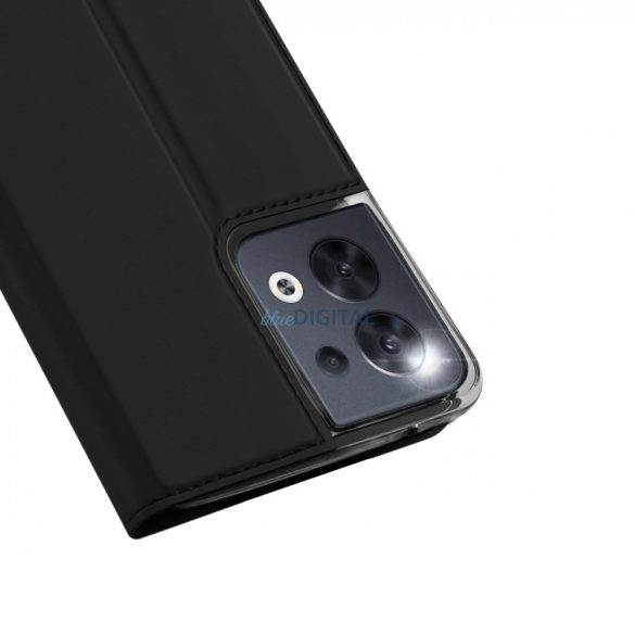 Husă Dux Ducis Skin Pro pentru Oppo Reno 8 suport clapetă pentru carduri suport negru