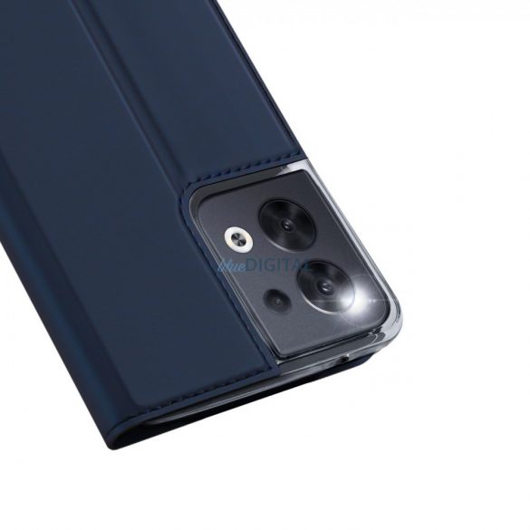 Husă Dux Ducis Skin Pro pentru Oppo Reno 8 suport clapetă pentru carduri suport portofel albastru