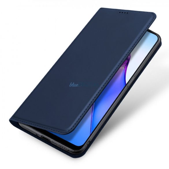 Husă Dux Ducis Skin Pro pentru Oppo Reno 8 suport clapetă pentru carduri suport portofel albastru