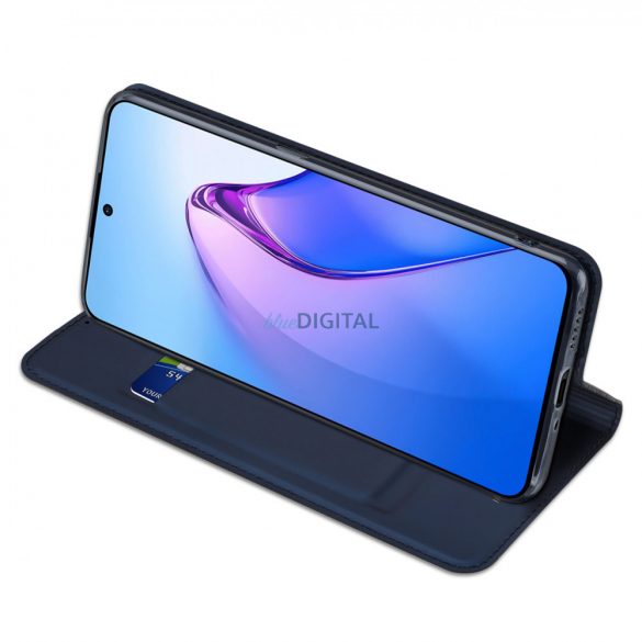 Husă Dux Ducis Skin Pro pentru Oppo Reno 8 Pro suport clapetă pentru carduri suport albastru