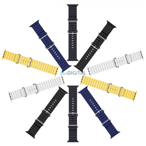 Dux Ducis Strap Curea ceas 9 / 8 / 7 / 6 / 5 / 4 / 3 / 2 / SE (41 / 40 / 38mm) Bratara din silicon galben (versiunea OceanWave)