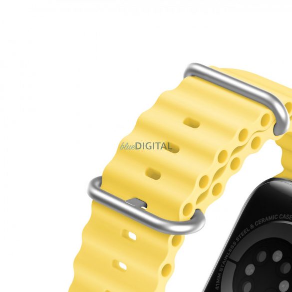 Dux Ducis Strap Curea ceas 9 / 8 / 7 / 6 / 5 / 4 / 3 / 2 / SE (41 / 40 / 38mm) Bratara din silicon galben (versiunea OceanWave)