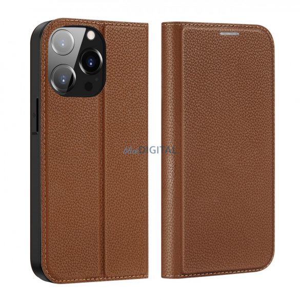 Husa Dux Ducis Skin X2 pentru husa iPhone 14 Pro cu clapa magnetica maro