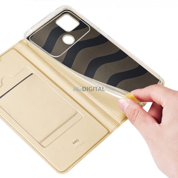 Dux Ducis Skin Pro Husă pentru Xiaomi Poco C40 Flip Card Wallet Stand Gold