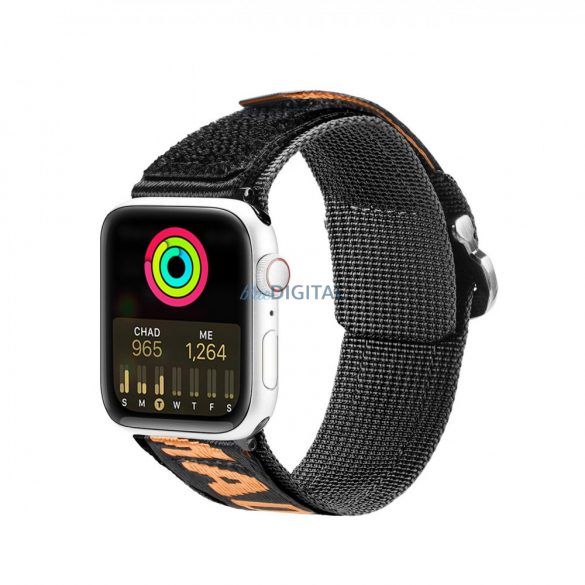 Curea Dux Ducis (versiunea pentru exterior) Curea Apple Watch Ultra, SE, 9, 8, 7, 6, 5, 4, 3, 2, 1 (49, 45, 44, 42 mm) Bratara din nailon cu banda neagra si portocalie