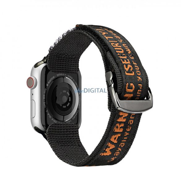 Curea Dux Ducis (versiunea pentru exterior) Curea Apple Watch Ultra, SE, 9, 8, 7, 6, 5, 4, 3, 2, 1 (49, 45, 44, 42 mm) Bratara din nailon cu banda neagra si portocalie