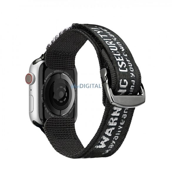 Curea Dux Ducis (versiunea pentru exterior) Curea Apple Watch Ultra, SE, 9, 8, 7, 6, 5, 4, 3, 2, 1 (49, 45, 44, 42 mm) Bratara din nailon cu banda neagra si argintie