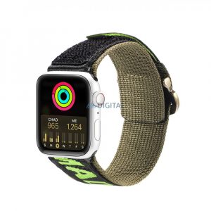 Curea Dux Ducis (versiunea pentru exterior) Curea Apple Watch Ultra, SE, 9, 8, 7, 6, 5, 4, 3, 2, 1 (49, 45, 44, 42 mm) Bratara din nailon cu banda neagra/verde