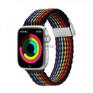 Curea Dux Ducis (versiunea Mixture II) Curea Apple Watch SE, 9, 8, 7, 6, 5, 4, 3, 2, 1 (41, 40, 38 mm) brățară cu bandă împletită cu dungi întunecate