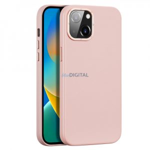 Husă din piele Dux Ducis Grit pentru iPhone 14 Plus Husă elegantă din piele artificială (compatibilă MagSafe) roz