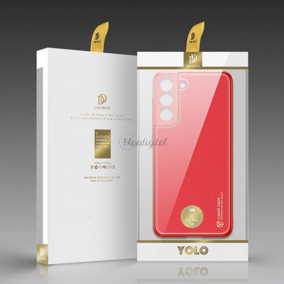 Husa eleganta Dux Ducis Yolo din piele ecologica pentru Samsung Galaxy S22 + (S22 Plus) rosie