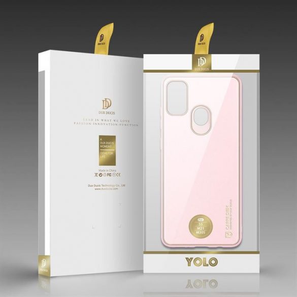 Husa eleganta Dux Ducis Yolo din TPU moale si piele PU pentru Samsung Galaxy M30s roz