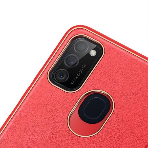 Husa eleganta Dux Ducis Yolo din TPU moale si piele PU pentru Samsung Galaxy M30s rosie