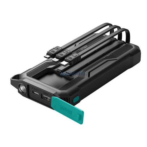 Powerbank 10000mAh Joyroom JR-L016 cu cabluri USB-C/micro USB/ Lightning încorporate - negru