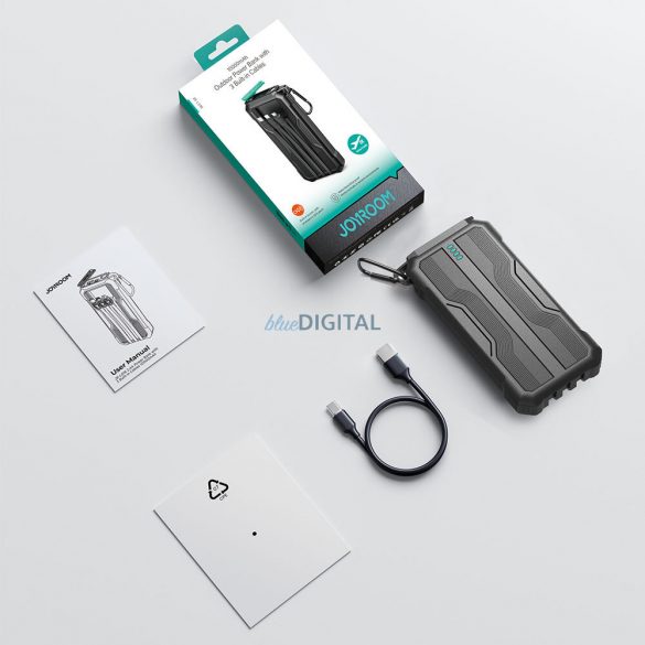 Powerbank 10000mAh Joyroom JR-L016 cu cabluri USB-C/micro USB/ Lightning încorporate - negru