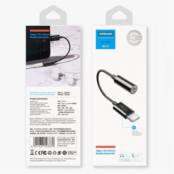 Joyroom 3,5 mm mini jack la adaptor pentru căști USB tip C alb (SH-C1)