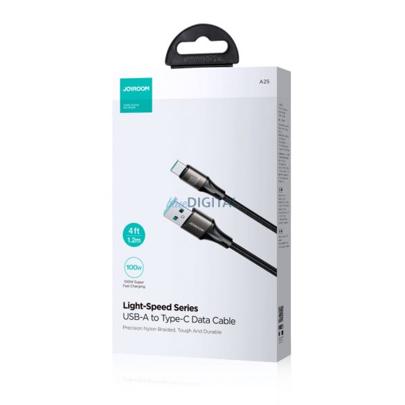 Joyroom Light-Speed ​​​​Seria SA25-AC6 Cablu de transfer rapid USB-A / USB-C 100W 1,2 m - negru