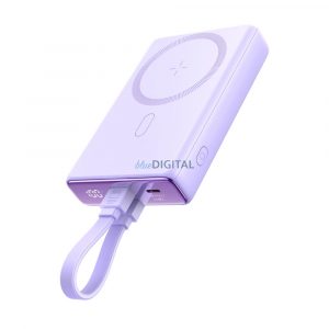 Powerbank Joyroom JR-PBM01 magnetic 10000mAh 20W cu suport + cablu Lightning - USB-C - violet