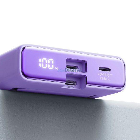 Powerbank Joyroom JR-PBM01 magnetic 10000mAh 20W cu suport + cablu Lightning - USB-C - violet