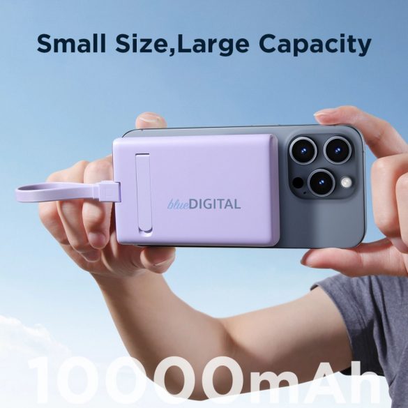 Powerbank Joyroom JR-PBM01 magnetic 10000mAh 20W cu suport + cablu Lightning - USB-C - violet