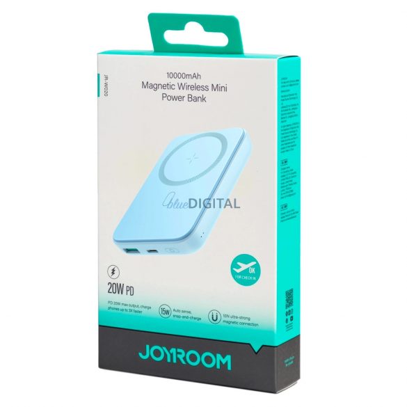 Joyroom JR-W020 20W 10000mAh MagSafe Powerbank + cablu USB-A - USB-C 0.25m - albastru deschis