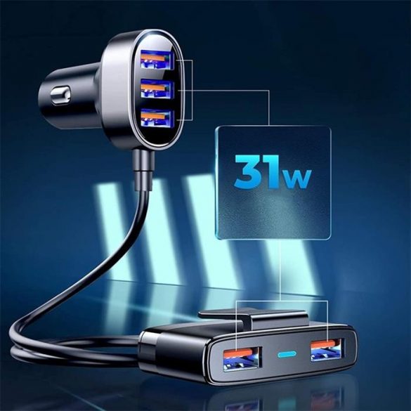 Joyroom JR-CL03 Multi 5 porturi USB încărcător auto negru