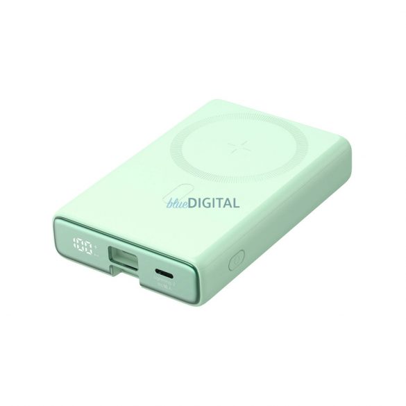 Powerbank Joyroom JR-PBM01 magnetic 10000mAh 20W cu suport + cablu Lightning - USB-C - verde