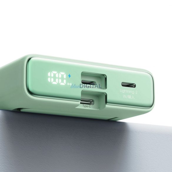 Powerbank Joyroom JR-PBM01 magnetic 10000mAh 20W cu suport + cablu Lightning - USB-C - verde