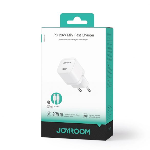 Încărcător de perete Joyroom JR-TCF02 USB-C PD 20W + cablu USB-C - alb