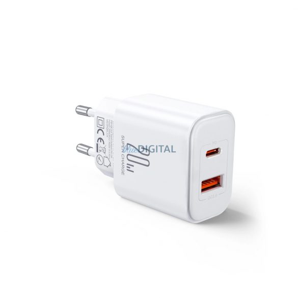 EU Joyroom JR-TCF05 20W USB-A încărcător USB-C + cablu USB-C - alb