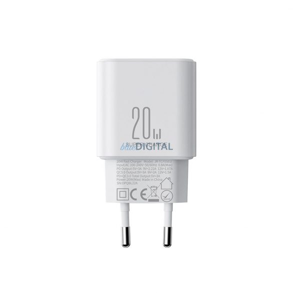 EU Joyroom JR-TCF05 20W USB-A încărcător USB-C + cablu USB-C - alb