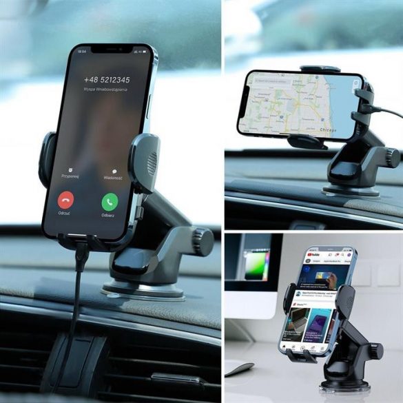 Joyroom suport mecanic pentru telefon auto cu braț reglabil pentru tabloul de bord negru (JR-ZS259)