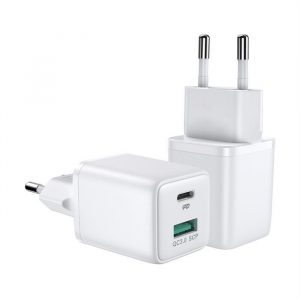 Joyroom încărcător rapid de perete (mufă UE) USB / USB Tip C 30W Power Delivery QuickCharge 3.0 AFC FCP alb (L-QP303)