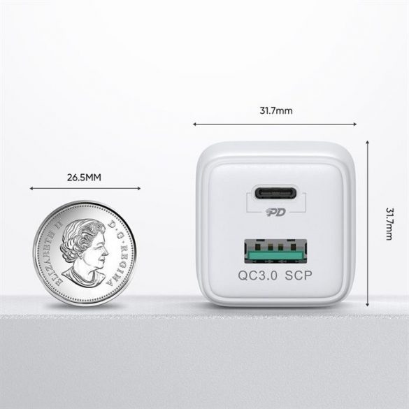 Joyroom încărcător rapid de perete (mufă UE) USB / USB Tip C 30W Power Delivery QuickCharge 3.0 AFC FCP alb (L-QP303)