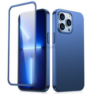 Husă completă Joyroom 360 față și spate pentru iPhone 13 Pro + protector de ecran din sticlă călită albastru (JR-BP935 albastru)