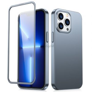 Husă completă Joyroom 360 față și spate pentru iPhone 13 Pro + protecție pentru ecran din sticlă călită gri (JR-BP935 transish)