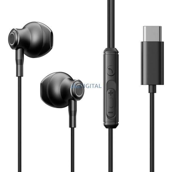 Joyroom Seria TYPE-C JR-EC07 USB-C căști in-ear metalice - negru