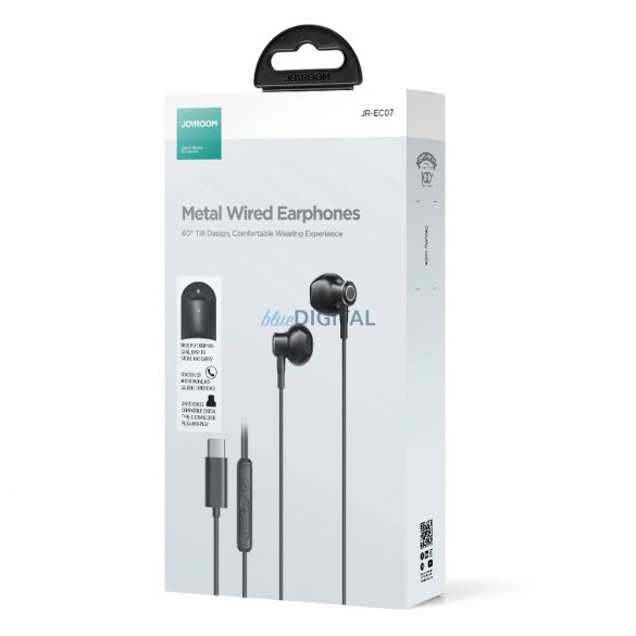 Joyroom Seria TYPE-C JR-EC07 USB-C căști in-ear metalice - negru