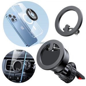 Kit Joyroom Suport auto magnetic multifuncțional suport telefon inel negru (JR-ZS294)