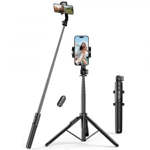 Selfie stick / stâlp telescopic cu suport și telecomandă Bluetooth 1,5 m Ugreen LP586 - negru