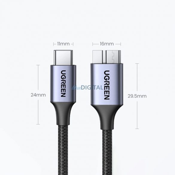 Cablu USB C / micro USB-B 3.0 Ugreen US565 5Gb/s 3A 1m - gri