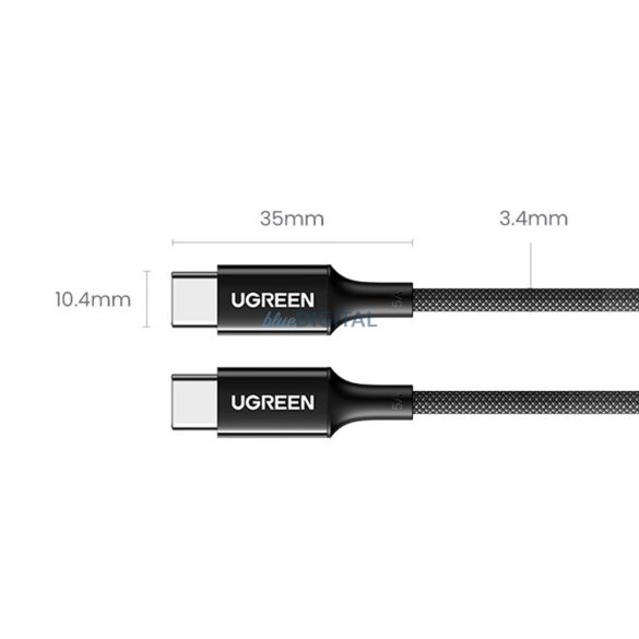 Cablu PD Ugreen US557 USB-C / USB-C 100W 1m - negru