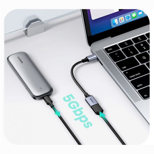 Cablu USB C (tata) - USB (mama) 3.0 OTG 0.15m Ugreen US378 - negru