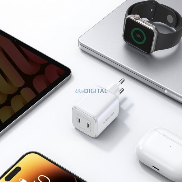 Încărcător rapid GaN 2 x USB-C 45W QC PD Ugreen CD294 - alb