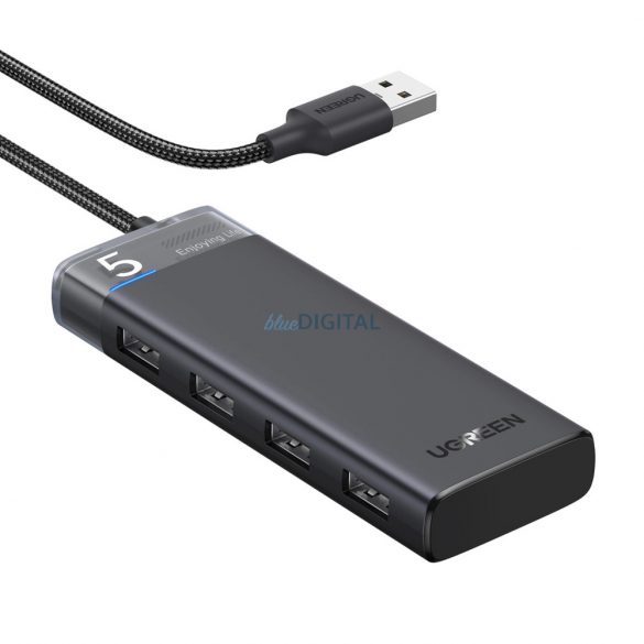 HUB Ugreen CM653 cu 4 porturi USB-A și cablu de alimentare USB-A - negru