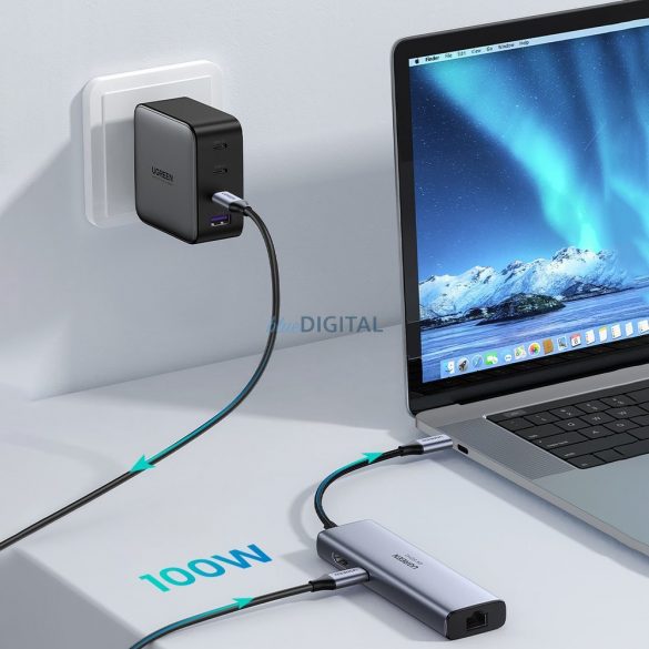 HUB multifuncțional 5in1 USB-C - HDMI 1.4 / 3 x USB-A / USB-C PD 100W Ugreen CM511 - gri