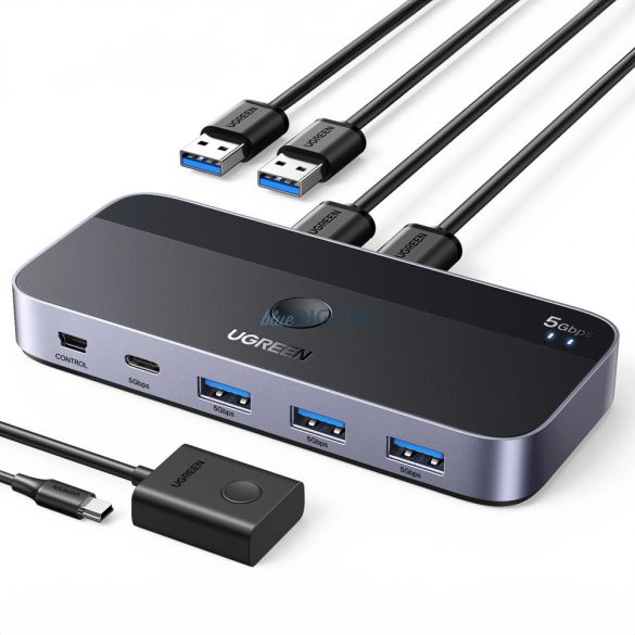 Comutator Ugreen CM662 USB 3.0 Comutator 2-in-4 + 2x cablu USB-A - negru