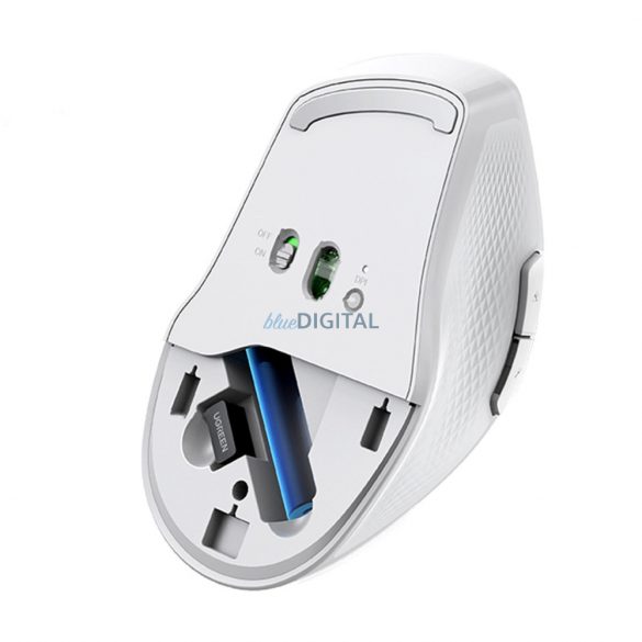 Mouse fără fir ergonomic Ugreen MU101 Bluetooth / 2,4 GHz - alb