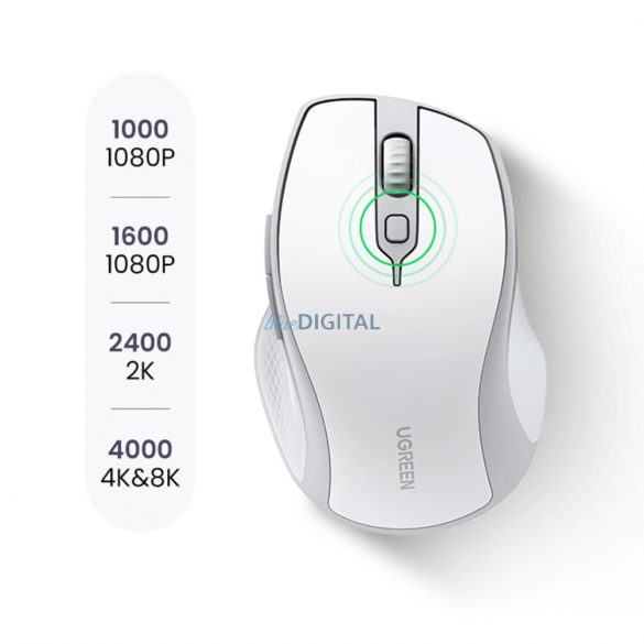 Mouse fără fir ergonomic Ugreen MU101 Bluetooth / 2,4 GHz - alb